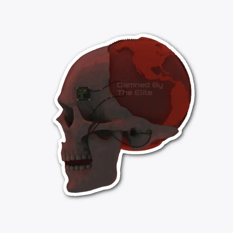 Microchipped skull with text